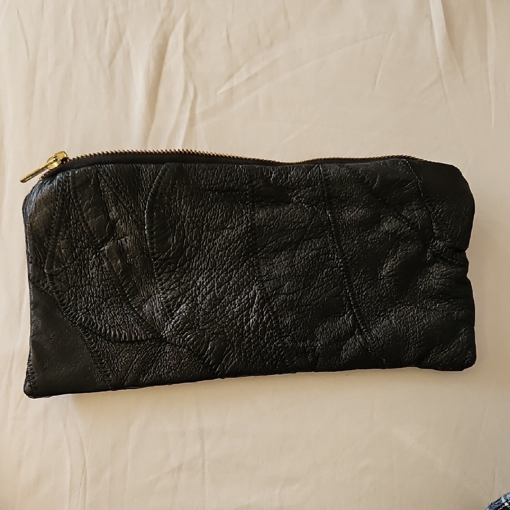 Soft Black Leather Clutch